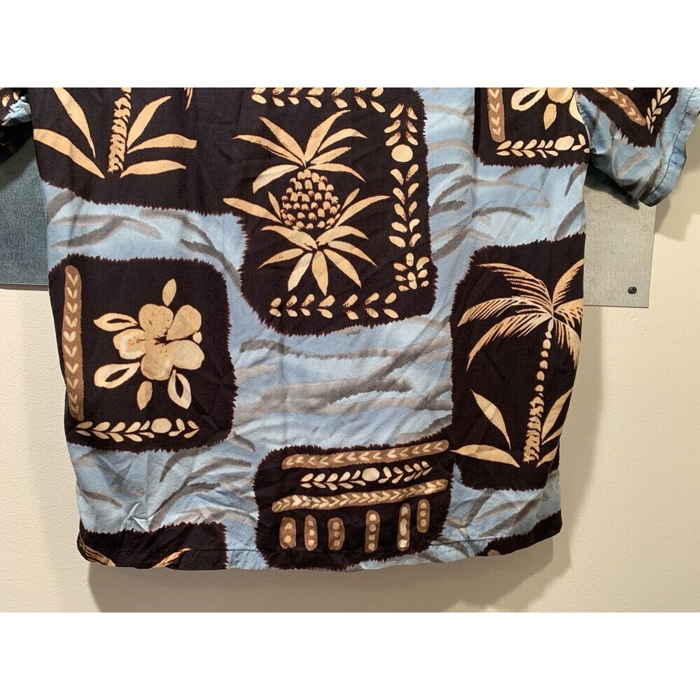 Vintage KALAHEO Hawaiian Tribal Floral Button Shirt Size M Made in Hawaii USA - Picture 4 of 15